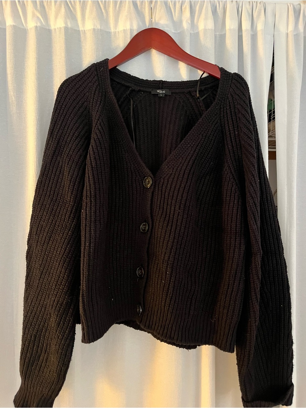 Rails Black Ribbed Button-Front Women's cardigan Sweater